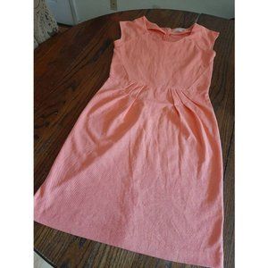 Size 6 Banana Republic Peach Short Sleeve Crew Neck Rear Zip Midi Dress